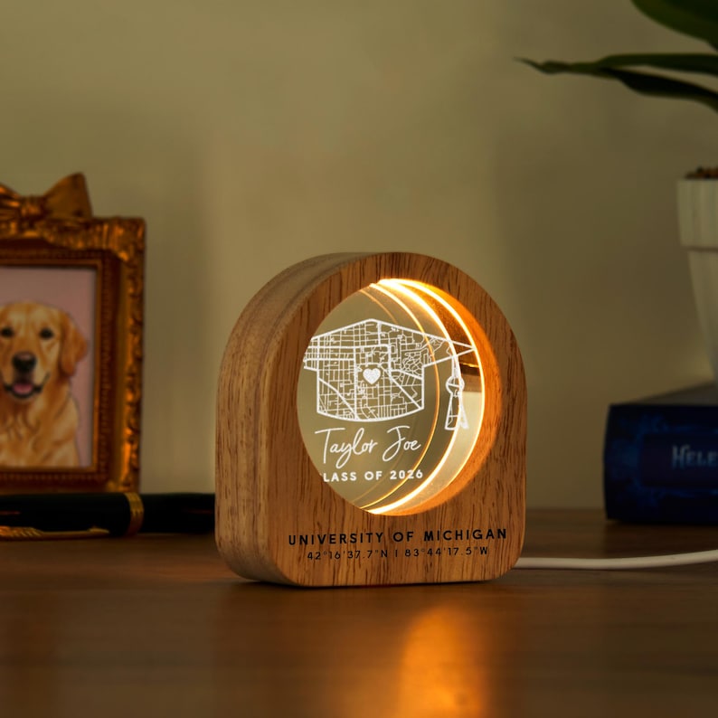 Unique university map LED lamp, making it one of the best personalized gifts for 2026 graduates.