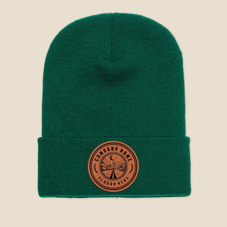 A custom Personalized Company Logo Beanie, a warm and unique corporate logo beanie for team members.