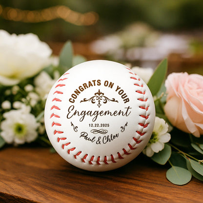 Personalized Congrats On Your Engagement Baseball as unique engagement gift ideas for couples  
