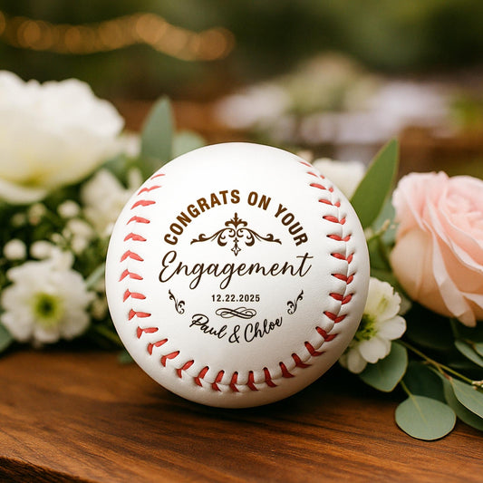 Personalized Congrats On Your Engagement Baseball as unique engagement gift ideas for couples  