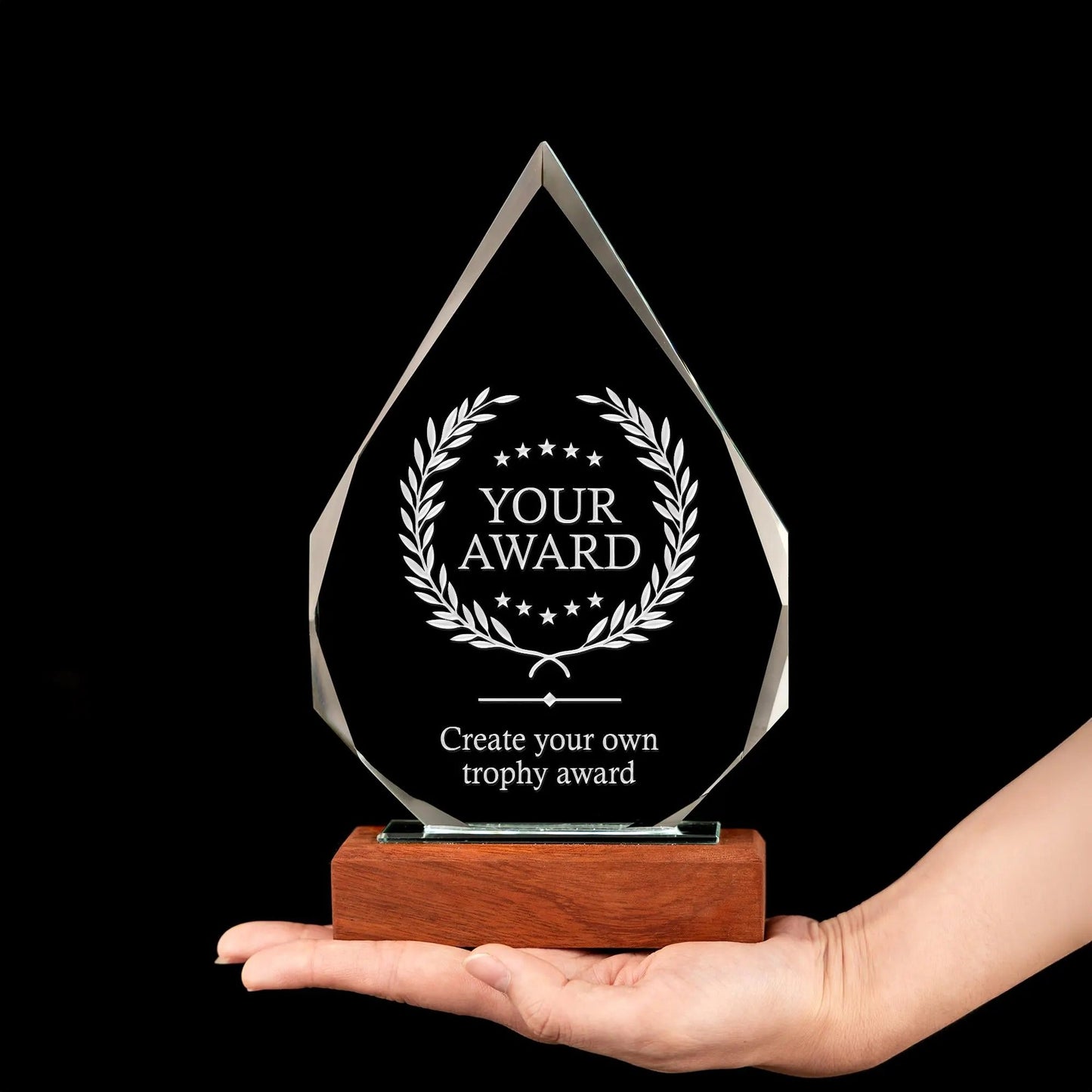 Corporate logo gifts with engraved crystal awards for top staff and partners  