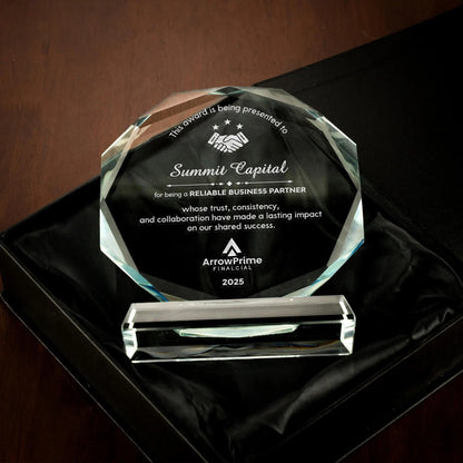 Corporate client gifts that include personalized awards for long-term collaboration  