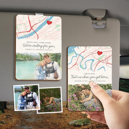 Personalized Couple Map Car Visor Clip, a unique couple map gift and perfect personalized car visor clip.