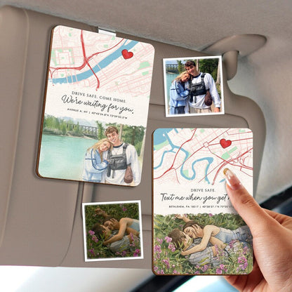 This drive safe visor clip, a Personalized Couple Map Car Visor Clip, serves as a beautiful and meaningful car accessory.