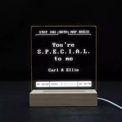 A close-up of the Personalized Couple Name Acrylic Night Light, featuring a custom couple night light design for Valentine's Day.