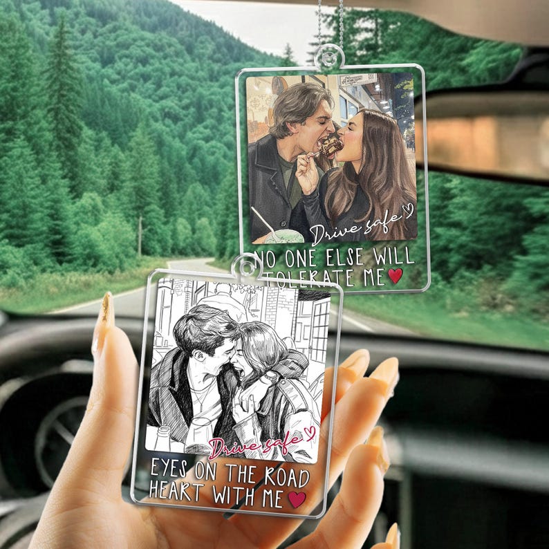 Personalized Couple Photo Car Hanging Ornament