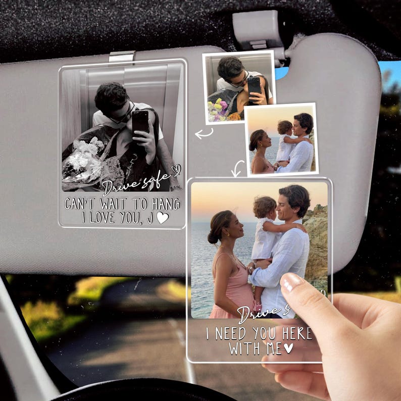 Personalized Couple Photo Car Visor Clip