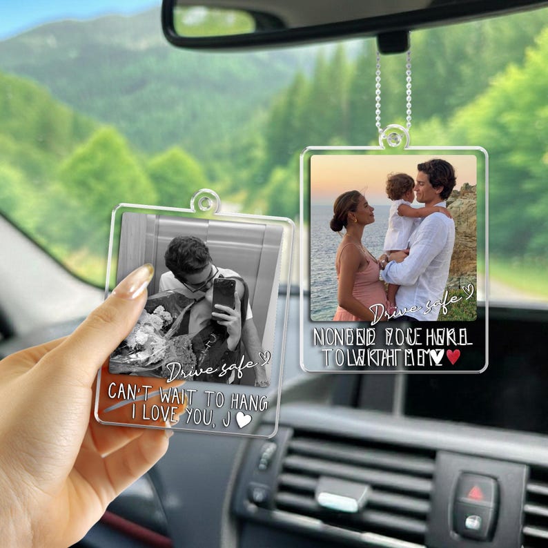 Personalized Couple Photo Car Visor Clip