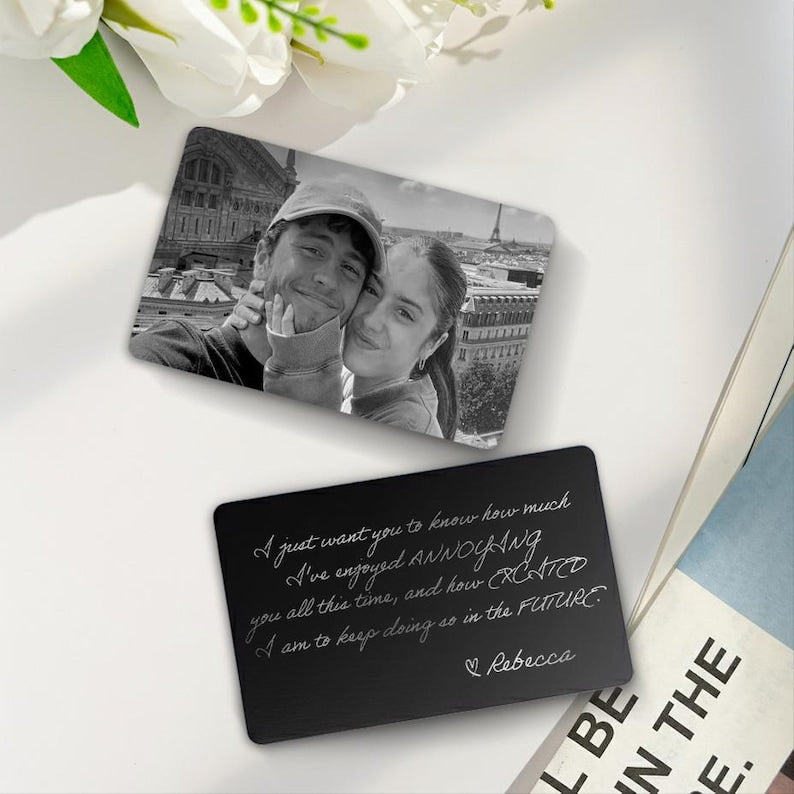 Personalized Couple Photo Metal Wallet Card, a unique personalized metal wallet card and perfect Valentine's gift for him.
