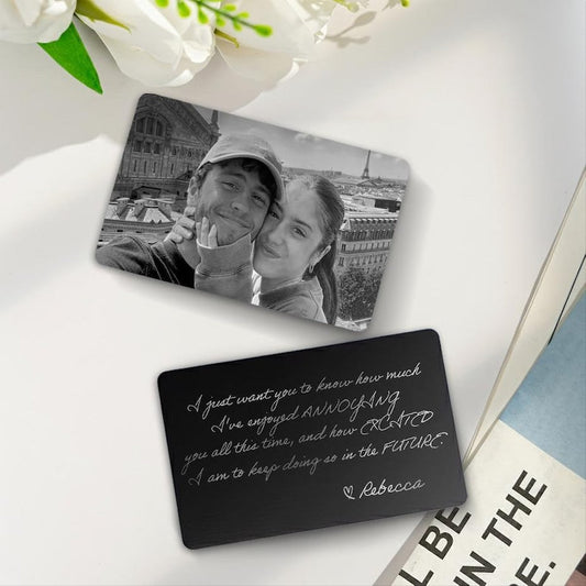 Personalized Couple Photo Metal Wallet Card, a unique personalized metal wallet card and perfect Valentine's gift for him.