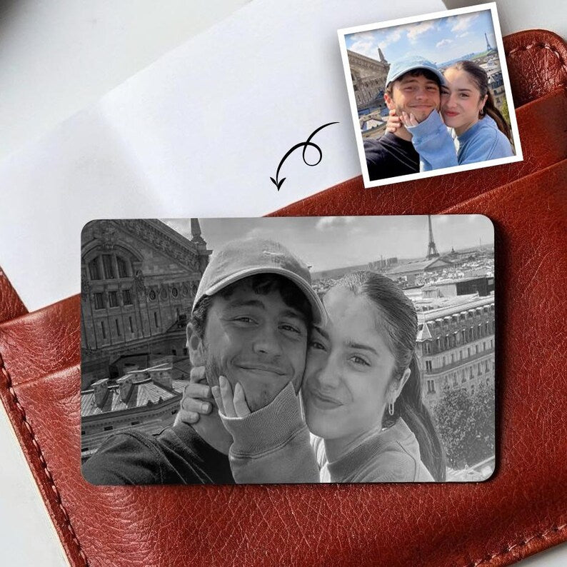 This wallet insert card personalized with a photo is an ideal couple Valentine's gift and meaningful keepsake.