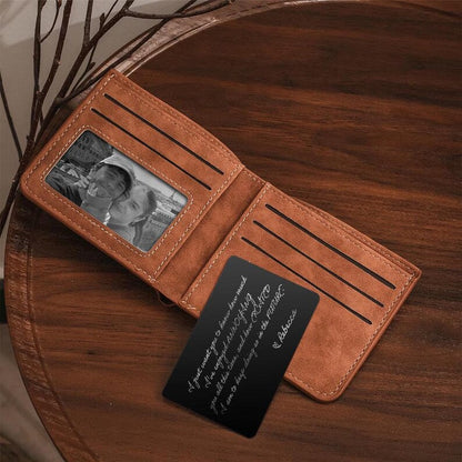 This wallet insert card personalized, a Personalized Couple Photo Metal Wallet Card, makes a great romantic gift for him.