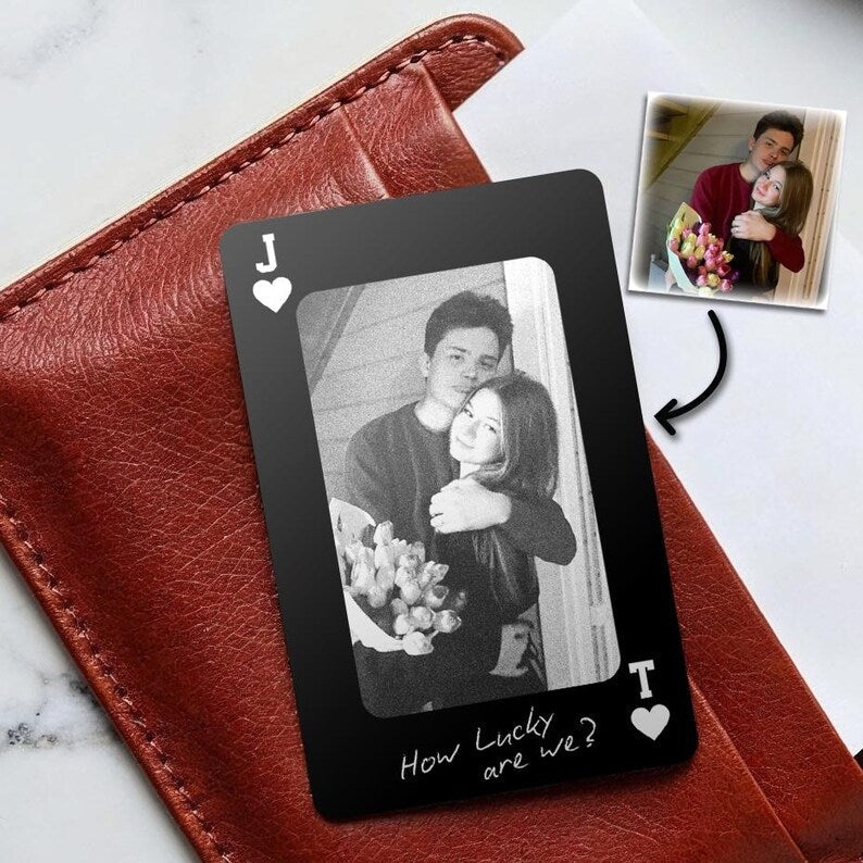 This wallet insert card personalized, a Personalized Couple Photo Wallet Insert Card, makes a great romantic anniversary gift.