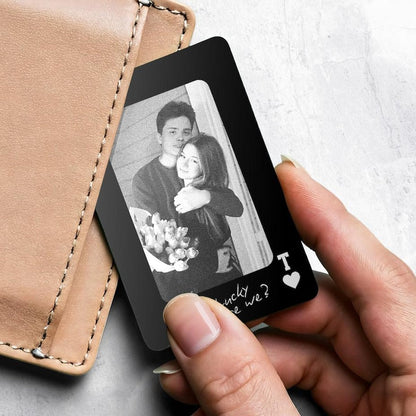 This wallet insert card personalized with a couple photo is an ideal couple Valentine's gift for any occasion.