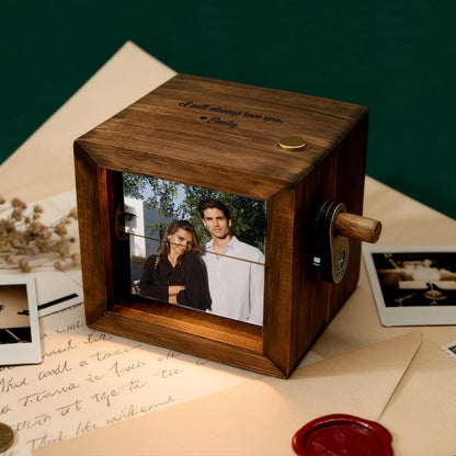 Personalized Couple Photo Wooden Flipbook with Light, a unique custom flipbook and perfect Valentine's gift for her.