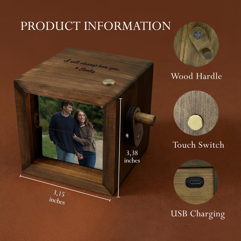 This wooden flipbook, a Personalized Couple Photo Wooden Flipbook with Light, is an ideal anniversary flipbook.