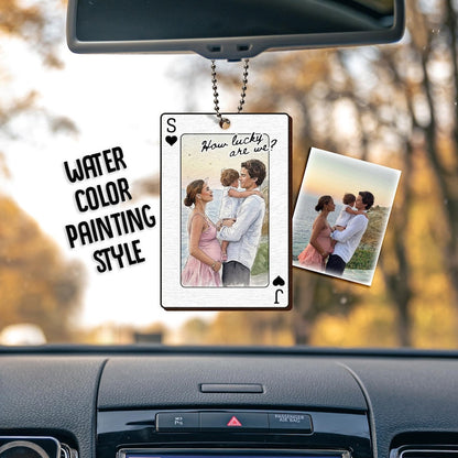 Personalized Couple Playing Card Photo Car Visor Clip