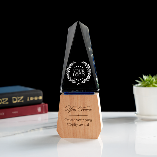 Personalized Crystal Award for Business showcased as bulk gifts for coworkers and staff appreciation gifts bulk