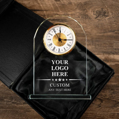 This custom clock award, a Crystal Table Clock, is a perfect retirement clock and employee appreciation gift.