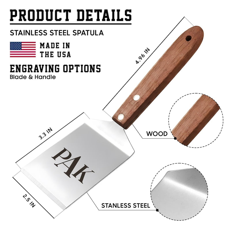 Custom engraved spatula featuring a personalized photo, an ideal choice for Father's Day gifts for husband.