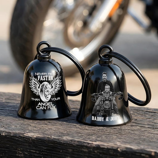 Personalized Family Photo Guardian Bell, a high-quality and protective custom motorcycle bell for dad.