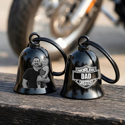 Custom engraved gremlin bell for dad, designed to be a durable and meaningful motorcycle accessory.