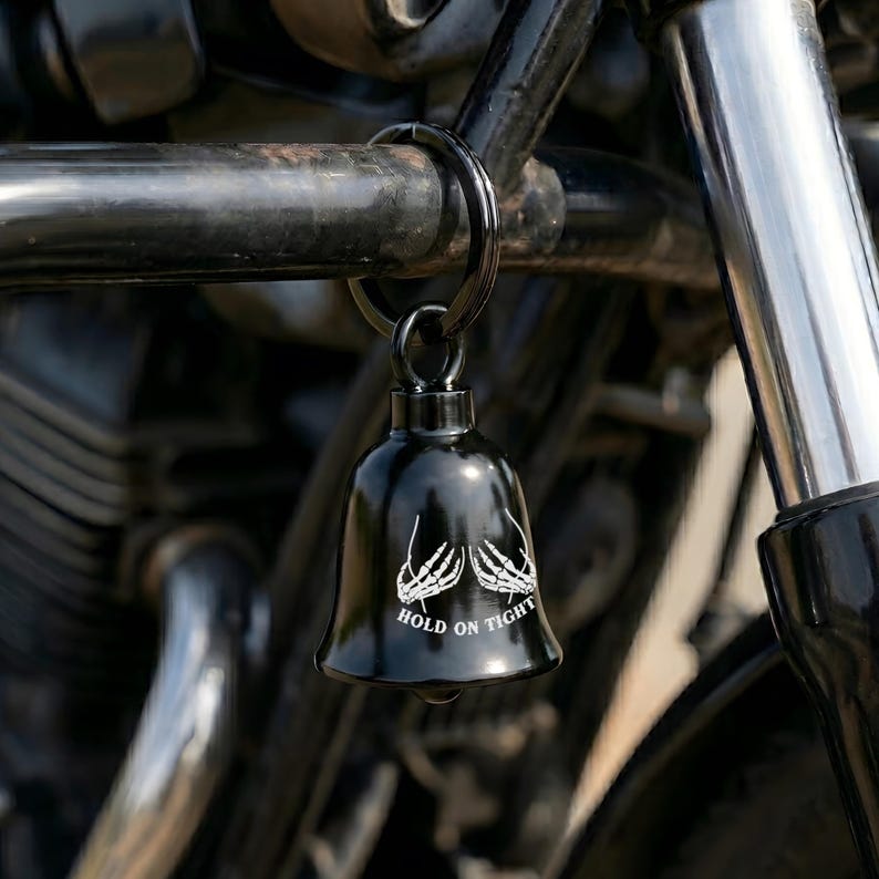 Personalized motorcycle bell with a family portrait, ensuring dad always carries home with him.