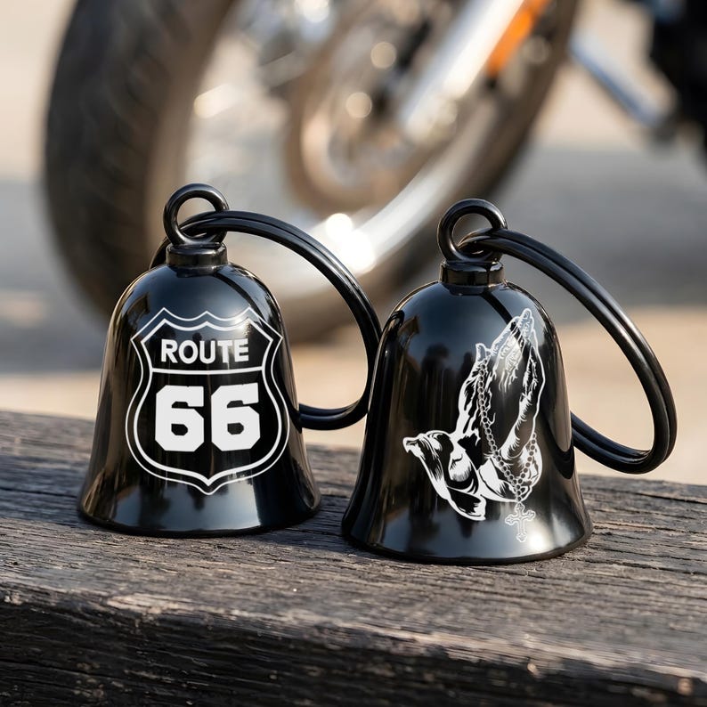 A heartfelt 'Never ride faster than your angel' guardian bell, combining safety with family love.