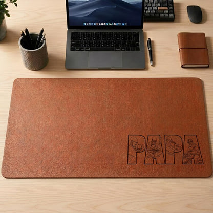 Custom photo gifts for dad and custom leather mousepad, creating a memorable picture gift for dad from kids.