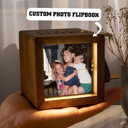 Wooden flipbook featuring custom flipbook animation, the perfect engraved Father's Day gift for 2026.
