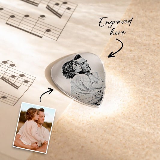 Personalized Dad Portrait Guitar Pick, a high-quality custom plectrum for Father's Day gifts.