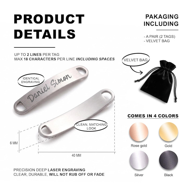 Stainless steel gifts for him featuring personalized shoe tags, an ideal gift for Father's Day 2026.