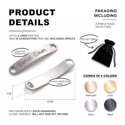 Stainless steel gifts for him featuring personalized shoe tags, an ideal gift for Father's Day 2026.