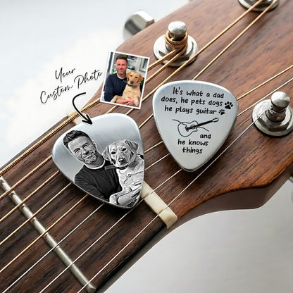 Personalized Dog Dad Photo Guitar Pick, a high-quality and custom plectrum for music-loving fathers.