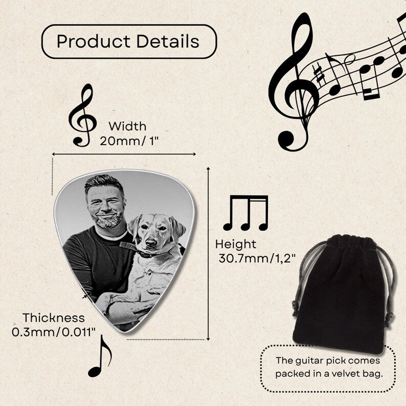High-quality engraved guitar picks, ideal for those seeking a premium personalized dog father gift.