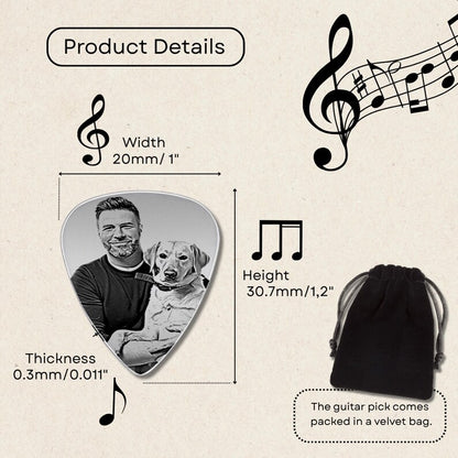 High-quality engraved guitar picks, ideal for those seeking a premium personalized dog father gift.