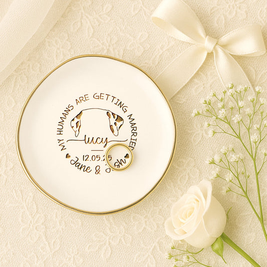 Personalized Dog Engagement Ring Dish as a unique dog engagement gift for pet-loving couples  