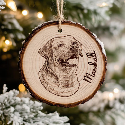 This engraved Christmas ornament, a Personalized Dog Photo Wooden Ornament, is a cherished gift for dog owners and pet owners.