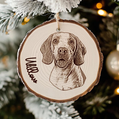 The perfect dog lover gift, this Personalized Dog Photo Wooden Ornament is a custom personalized wooden ornament for dog owners.
