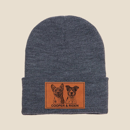 The ideal dog mom gift, this Personalized Dog Portrait Beanie is a custom beanie with a unique dog portrait.
