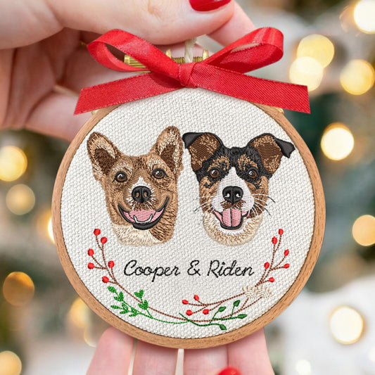 Personalized Dog Portrait Embroidery Ornament