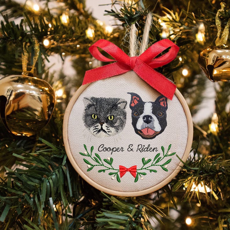 Custom Photo Ornament Personalized Embroidery Ornament for Dog Lovers