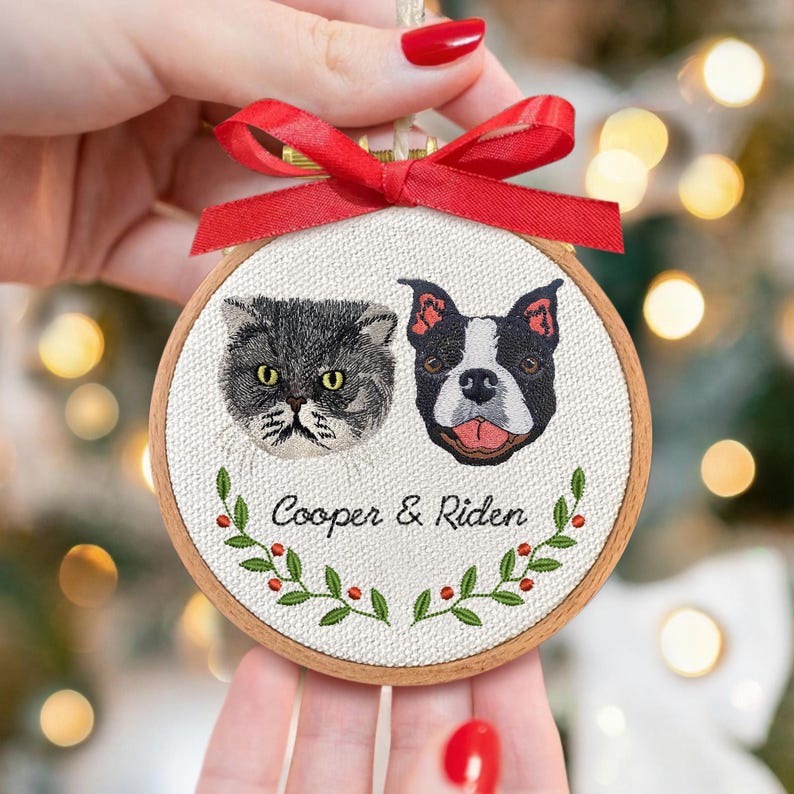 Dog Portrait Embroidery Ornament Gifts for Dog Owners