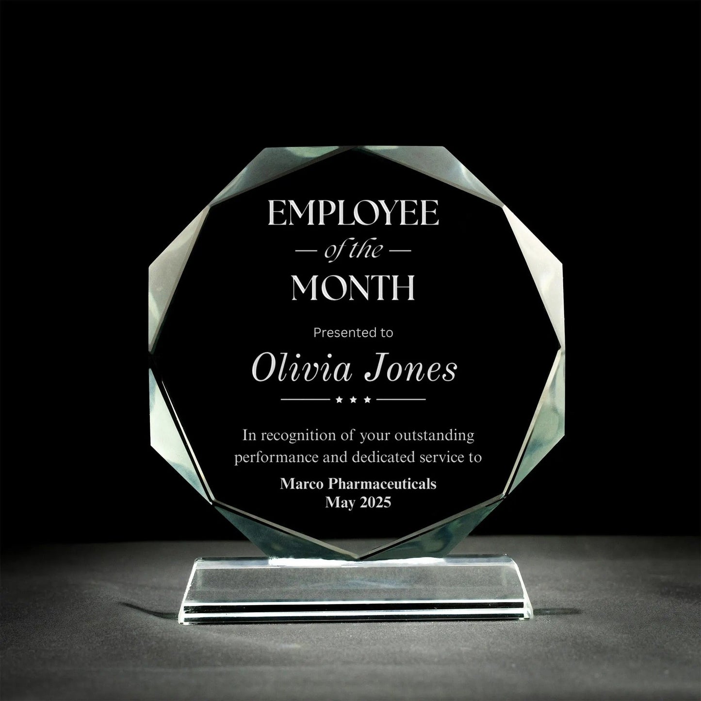 Unique Personalized Employee of the Month Crystal Award ideal as employee of the month award ideas for companies  