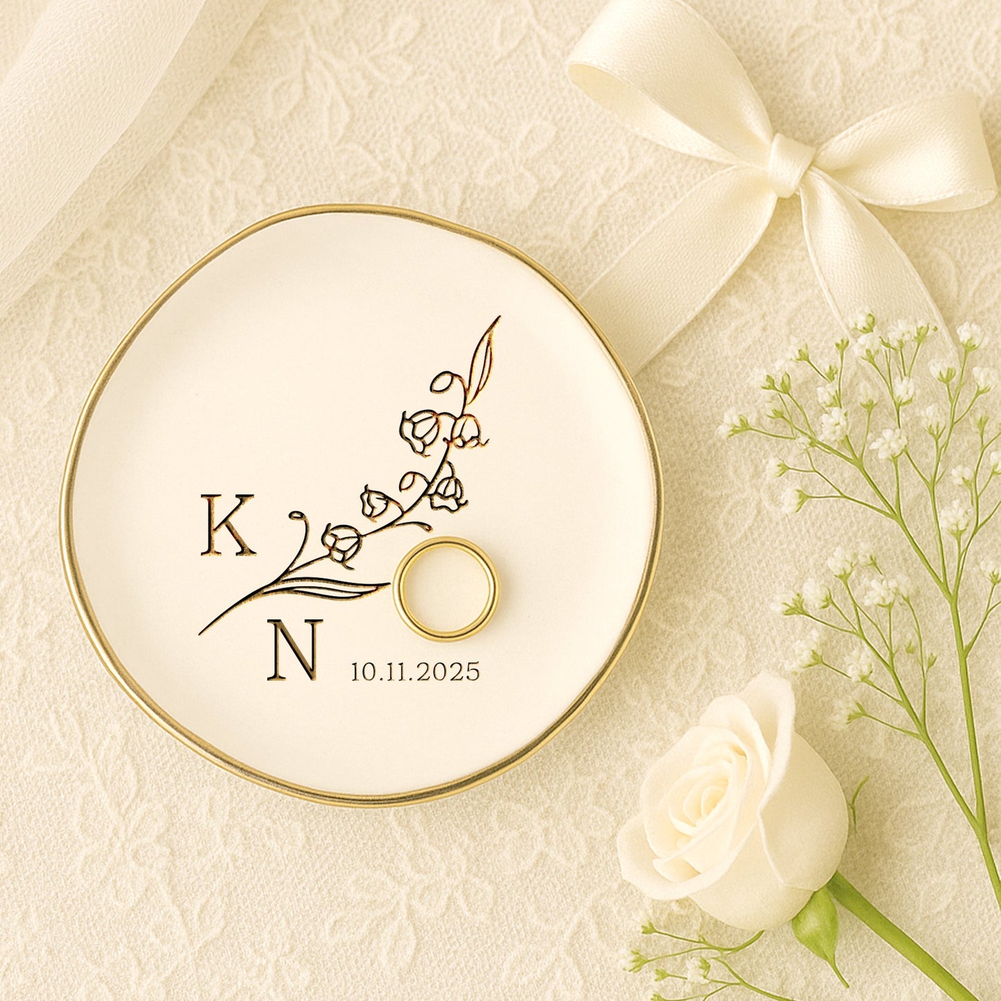 Personalized Engagement Ring Dish as a beautiful wedding ring dish for the bride  