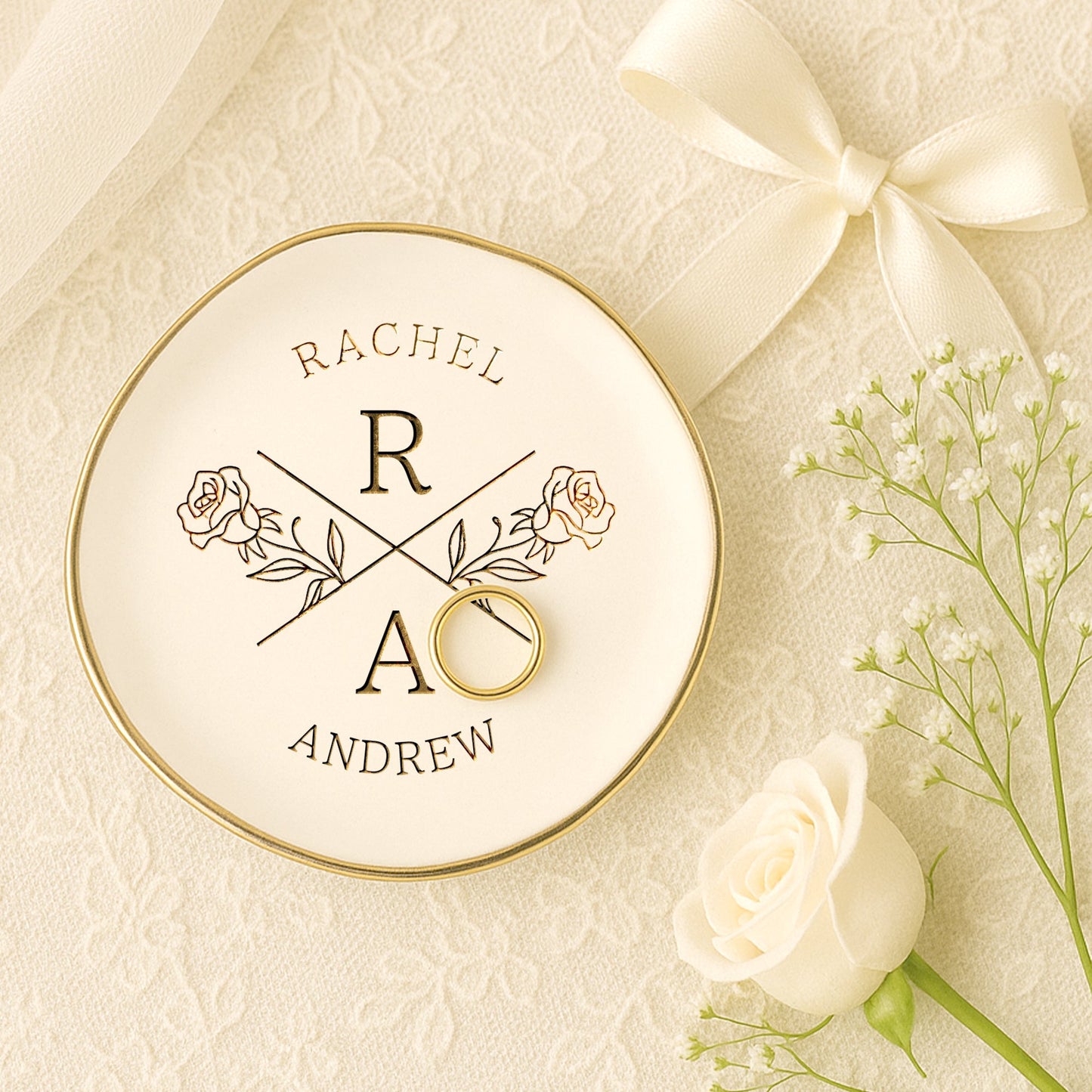 Wedding gifts for wedding couple made special with personalized engagement ring dish  