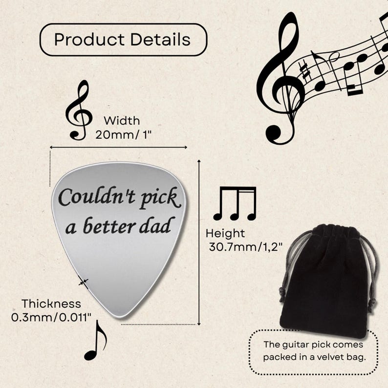 High-quality laser engraved guitar picks, an ideal gift for guitar players.