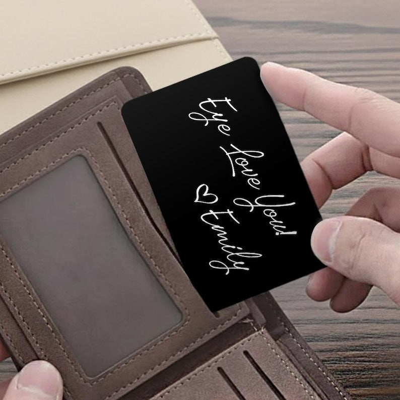 This wallet insert card personalized, a Personalized Eyes Photo Wallet Card, makes a great intimate gift for him.