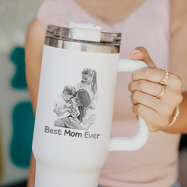Durable engraved tumbler with handle, an excellent choice for the best Mother's Day gifts for mom.