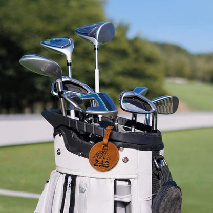 Engraved golf tee holder featuring a custom family photo, an ideal engraved gift for a golf dad.